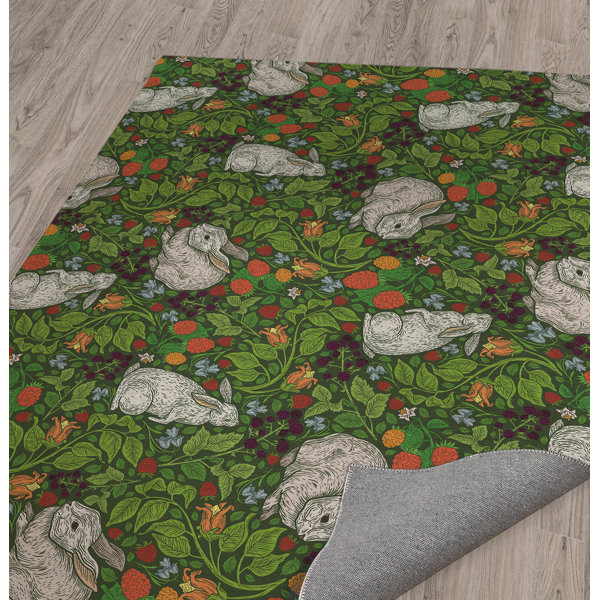 August Grove® Ayva Machine Woven / Power Loomed Performance Green